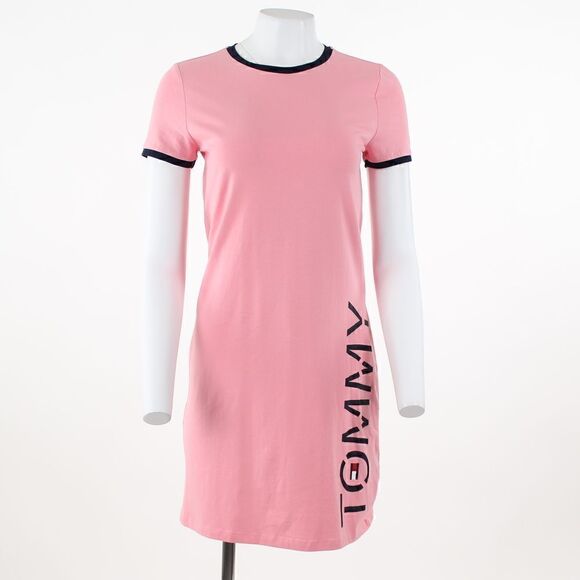 Tommy Hilfiger Vertical Logo Dress English Rose - Picture 2 of 5